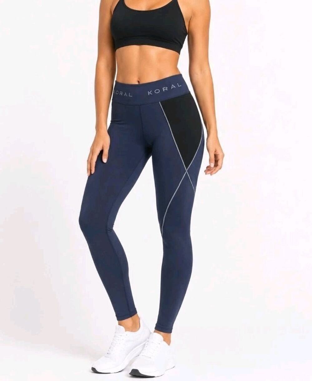 Koral ~Woman Size S~Purple/Black Leggings Activewear NWOT.